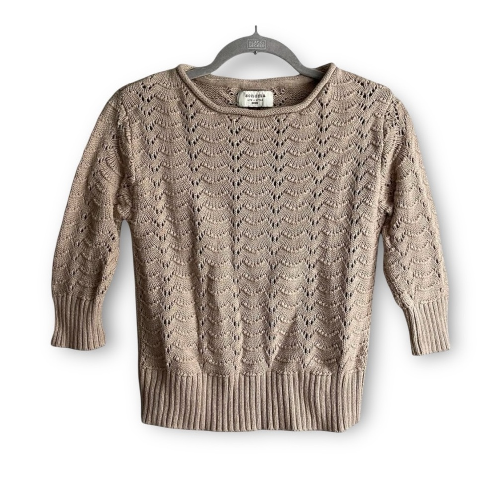 Vintage Sonoma Tan Knit Cotton Sweater